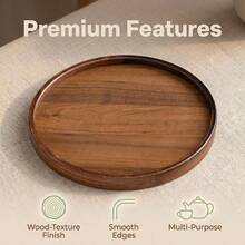 1pc Vintage Wooden Decorative Tray, Round Candle Holder Base, Farmhouse Tabletop Storage Plate, Suitable For Holiday, Birthday, Party Decoration - Brown - View 2