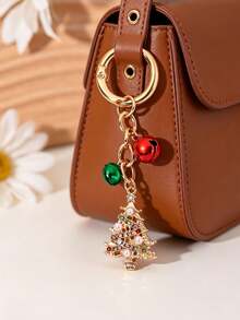 1pc Christmas Tree Bell Keychain, Fashionable Bag Charm, Holiday Decoration Accessory - Multicolor - View 1