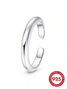 lunastudio 1pc 925 Sterling Silver Minimalist Open Toe Ring For Women Daily Wear - Silver - View 4