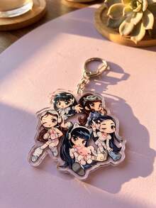 1Pc/6Pcs NJeans Girl Group Acrylic Keychains, Featuring Chibi Member Future Tech Style Outfits, Cat Ear Headphones And Collection Design, Fashion Bag Charm, Suitable For Back To School, Gift For K-Pop Fans, Exquisite Collectible, All Season - Multicolor - View 9