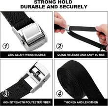2-Meter Adjustable Strap, 4-Piece Set, Width 20mm, Load Capacity 150kg, Buckle-Type Fixed Strap, Suitable For Luggage And Camping, Black - 4 Pieces - View 4