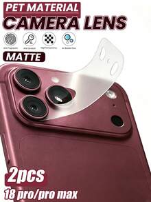 2入裝 霧面透明軟膜相機鏡頭保護貼，相容 iPhone 18 Pro Max/18 Pro/17 Pro Max/17 Pro，超薄手感，相容多款手機殼，保護後置相機，透明 - 無色 - 查看 6