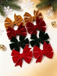 2/8pcs Christmas Velvet Hair Bow Clips For Girls,Minimalist Solid Color Bow Hair Barrettes,Fall Winter Christmas Holiday Hair Accessories Gift For Kid - Multicolor - View 15