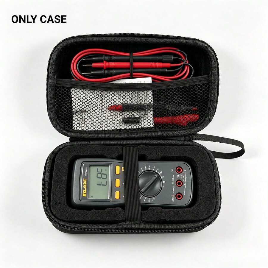EVA Hard Shell Multimeter Storage Case, Suitable For Fluke 101/106/107, Portable Shockproof Tool Bag, Includes DIY Customizable Cut Foam - Black - View 1