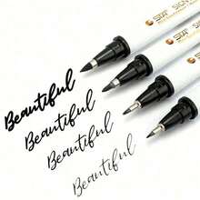 8pcs Calligraphy Pen Set, Black Ink Drawing Pens, Soft Tips - 4 Sizes, Suitable For Art Painting, Scrapbooking, Journaling And Watercolor Illustration, Back To School Essential - A - View 1