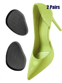 Silicone Front Foot Pad, Self-Adhesive Metatarsal Pad, Non-Slip Half-Size Insole, Soft High Heel Shoe Pad, Foot Protection Pad, Unisex - Black - View 5
