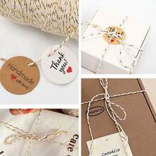 1 Roll 2519 Inch Long 2mm Thick White Gold Handmade Baking Packaging Rope, Christmas Holiday Gift Wrapping Rope, DIY Handmade Floral Wedding Party Decoration Rope, Christmas Gift Box Bouquet Packaging Handmade Craft Decoration Line - View 5