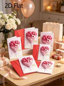 4pcs/2pcs 2D Heart-Shaped Balloon Design Greeting Cards, Suitable For Wedding, Proposal, Birthday Party, Theme Party, Bachelor Party, Housewarming Party, Vintage Party, Bridal Shower And More Occasions - One Size Fits All - View 2