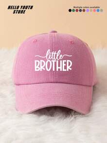 1pc "Litter BROTHER" Letter Print Baseball Cap, Spring/Summer Versatile Vintage Soft Top Dad Hat, Distressed Washed Baseball Cap - A - View 6