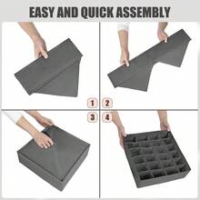 1/2/4pcs Foldable Drawer Dividers, Foldable Fabric Storage Boxes, Underwear Bra Socks Pants Tie Organizer, Closet Wardrobe Organization, Space-Saving Dorm And Small Apartment Bedroom Storage - Grey - View 7