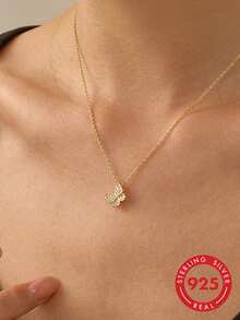 1pc Exquisite Women's Jewelry 925 Sterling Silver Full Rhinestone Butterfly Necklace New INS Niche Clavicle Chain High-End Luxury Pendant Accessory Suitable For Daily Wear - #1 - View 1