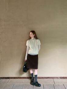 Women's Knitted Cardigan Autumn Outfit New Short Sleeve Slim Fit Korean Style Flattering Sweater Jacket - Apricot - View 6