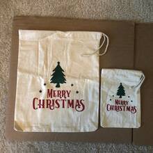 1pc Personalized Name And Image Fabric Storage Bag, Personalized Christmas Gift Bag, Christmas Toy Bag, Christmas Eve Gift Box, First Christmas Gift Bag - White - View 3