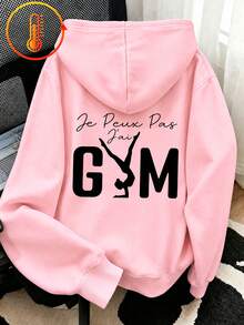 Tween Girl Fun Print Sweatshirt, Warm And Comfortable Thermal Lined Pullover Sweatshirt For Autumn/Winter - Pink - View 2
