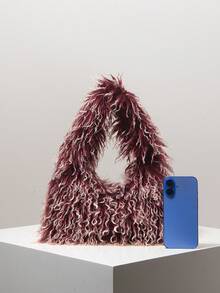 Shoulder Bag Fur Handbag Burgundy Women's Personalized Street Style Y2K Christmas Gift Autumn/Winter Shopping Multi-Functional Daily Use Versatile - Multicolor - View 3