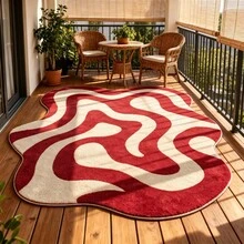1pc Artistic Asymmetrical Red Carpet, Luxury Asymmetrical Rug, Asymmetrical Size, 1-5cm Cutting Error, Living Room Carpet, Rug, Living Room Area Rug, Area Small Rug, Mat, Home Decor, Large Living Room Carpet, Room Decoration, Washable Carpet - Multicolor - View 2
