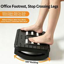 Office Desk Footrest With Rolling Massage Function, Ergonomic Under-Desk Foot Stool, Portable Computer Desk Footrest - Relieves Stress, Ergonomic Design, Alleviates Leg, Knee And Back Pain, Non-Slip Footrest With Massage Function - Black - View 1