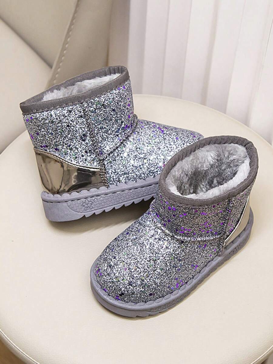 1雙冬季加厚雪地靴，帶扣設計，方便快速穿脫，保暖戶外運動雪靴 - 銀色 - 查看 1