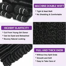 VALLBEST Deep Burmese Curly Bundles Human Hair With 4x4 HD Lace Closure Plucked 16 18 20Inch+14 In Deep Wave Bundles 100% Unprocessed Virgin Hair Sew In Human Hair Bundles Double Weft With Spiral End Human Hair Extensions Natural Black - Natural Black - View 3