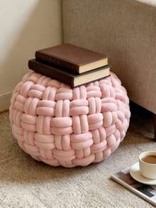 INS European Style Handmade Woven Round Knotted Stool, Decorative Slouchy Single Person Sofa Ottoman For Living Room, Bedroom And Bay Window - Multicolor - View 11