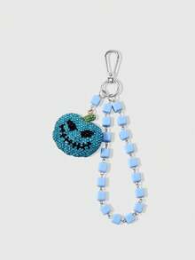 1pc Halloween Series Multi-Color Square Chain Beaded Cross & Pumpkin Keychain Bag Pendant - Multicolor - View 7