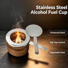 1/2pcs Stainless Steel Buffet Fuel Container, Alcohol Stove Fuel Tank With Safety Extinguishing Lid, Suitable For Buffet, Catering, Hot Pot (Fuel Not Included) - Multicolor - View 9