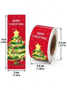 2 قطعة ملصقات هدايا عيد الميلاد، ملصقات احتفالية للعطلات بتصميم شجرة وإكليل، ذاتية اللصق، بطاقات إغلاق لتغليف صناديق الهدايا وتغليف الهدايا للحفلات وزينة بطاقات التهنئة - متعدد الألوان - مشاهدة 3