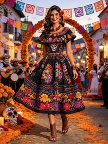 Women Midi Dresses - Multicolor - View 2