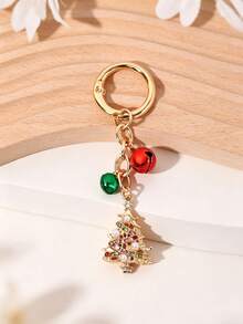1pc Christmas Tree Bell Keychain, Fashionable Bag Charm, Holiday Decoration Accessory - Multicolor - View 3