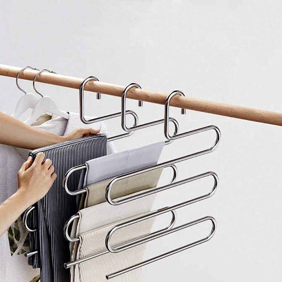 5-Tier Pants Rack - S-Shaped Non-Slip No-Mark Multi-Layer Wardrobe Storage Rack, Designed For Jeans And Long Pants, Space-Saving, Helps You Achieve A Tidy Wardrobe Storage - Multicolor - View 1