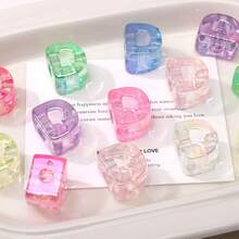 20pcs Acrylic Large Hole English Letter Beads UV Ice Transparent Loose Beads DIY Phone Chain Keychain Beaded Pendant Bag Charm - Multicolor - View 7