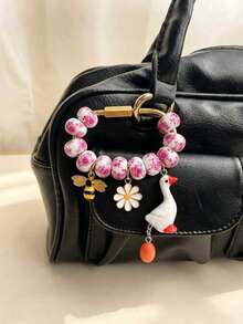 Cute Beaded Keychain - Heart & Star Shaped Pendant Bag Charm (Multi-Color) - Multicolor - View 4