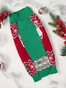 Christmas Dog Sweater, Santa Claus & Reindeer Knitted Pet Jumper, Warm Winter Xmas Clothes For Small Medium Dogs, Holiday Party Pet Outfit - Multicolor - View 12