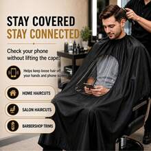 Hairdressing Cape With Transparent Phone Viewing Window, Salon Haircutting Apron - Multicolor - View 2