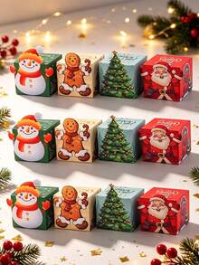 8/12/24pcs/Pack Christmas New Party Gift Candy Cookie Box Paper Box 3D Candy Box Party Gift Decoration Box Paper Box - View 11