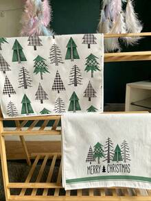 4pcs Kitchen Absorbent Towels, Made Of Polyester Material, Printed With Christmas Tree And Letter Patterns, Suitable For Kitchen, Bathroom, Ideal Choice For Housewives And Family Gatherings, High Cost-Performance Home Decor And Room Decoration - Multicolor - View 8