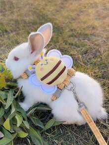 1 Set Verstellbare Bienen- & Kaninchen-Leine, Cute Bee Design - Outdoor Walking Training Tether Cord Set - Suitable For Small Pets And Rabbits - I-Beam Anti-Snatching - Pet Supplies - Rabbit Supplies - Rabbit Cat Tether Cord And Collar - Multicolor - View 5