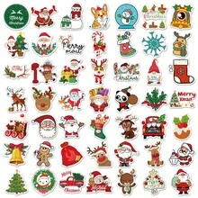 50pcs Christmas Cartoon Stickers, Self-Adhesive Christmas Decals, Santa Claus Reindeer Gingerbread Man Patterns, Holiday DIY Decoration, Suitable For Water Bottles Notebooks Scrapbooks, Party Gift Fillers, Random Style Shipment - Multicolor - View 10