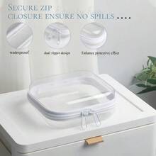 Transparent Hard Mini Travel Storage Box With Zipper Closure - Portable Storage Container, Perfect For Travel, Available In Small And Medium Sizes, Versatile For Daily Storage, Camping And Office Use - Transparent - View 6