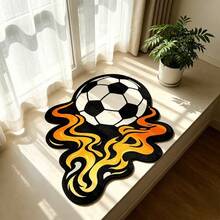 1件火焰足球造型裝飾地墊地毯，客廳地毯、臥室地毯、通用地毯 - 彩色 - 查看 6