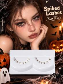 Halloween Party 1pair Spiky Lash, Self-Adhesive, Non Adhesive ,Bottom Lashes, Metallic, Cosplay, Subculture, Creative Makeup, Extremely Fine, Transparent Stem, Reusable, Party Style - View 1