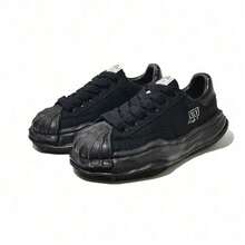 Summer Women's Height Increasing Canvas Melted Sole Chunky Sneakers Retro Fashion Board Shoes - Black Canvas - View 1