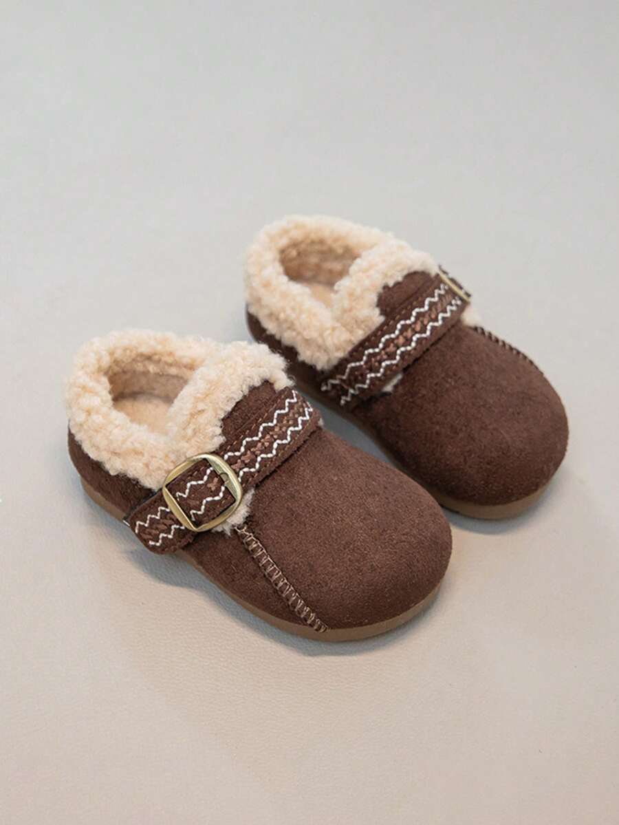 1 Pair Kids' Winter Thermal Lined Shoes, Vintage Embroidered Webbing ...