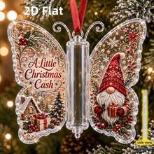 1pc 2D Flat Butterfly Christmas Tree Hanging Ornament & Hanging Decoration - Suitable For Home Decor, Asymmetrical Shape For Christmas Party - Free Butterfly Pattern For Holiday Decoration, Tree Top Ornament & Branch Decoration, 2D Flat - Multi-color - View 3