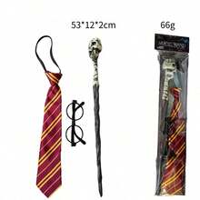 Hasbro 3pcs/Harry Potter Magic Wand Costume Set Striped Necktie Round Glasses Wizard Cosplay Accessory For Halloween Party Dress Up - Multiple Styles - View 7