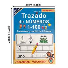 Lachilly Spanish Number Tracing Workbook 1-100, 32 Pages Preschool Kindergarten Number Writing Practice Book, Children Handwriting Number Learning, Spanish Language Learning Material - Multicolor - View 4