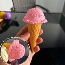 1 pieza Modelo de cono de helado de simulación realista, juguete de comida realista, accesorio de escenario de fotografía, accesorio de escaparate, accesorio de entrenamiento cognitivo, regalo de cumpleaños/graduación - cono pequeño - Ver 16