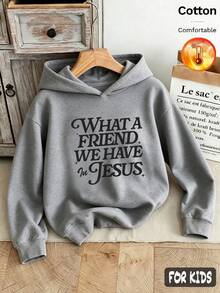Autumn/Winter 3 Pieces Set Girls' Hooded Sweatshirt, Leopard Print, Pink Lettering, Black Slogan, Y2K Style - Heather Gray+Heather Gray+Heather Gray - View 4