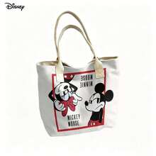 Miniso Disney Mickey & Minnie Vintage Couple Pattern Laptop Bag, Handheld & Shoulder Strap, For Daily Use - Black - View 5