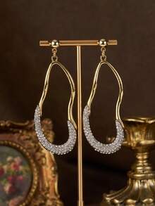 1 Pair Long Tassel Earrings, 1 Pair Linear Earrings, High-End Elegant Curved Design, Low-Key Yet Luxurious Jewelry, Suitable For Evening Parties, Dates And Holiday Wear - Multicolor - View 4
